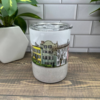 Charleston South Carolina Rainbow Row 12 ounce  Tumbler Insulated Mug/Tumbler Blue Poppy Designs   