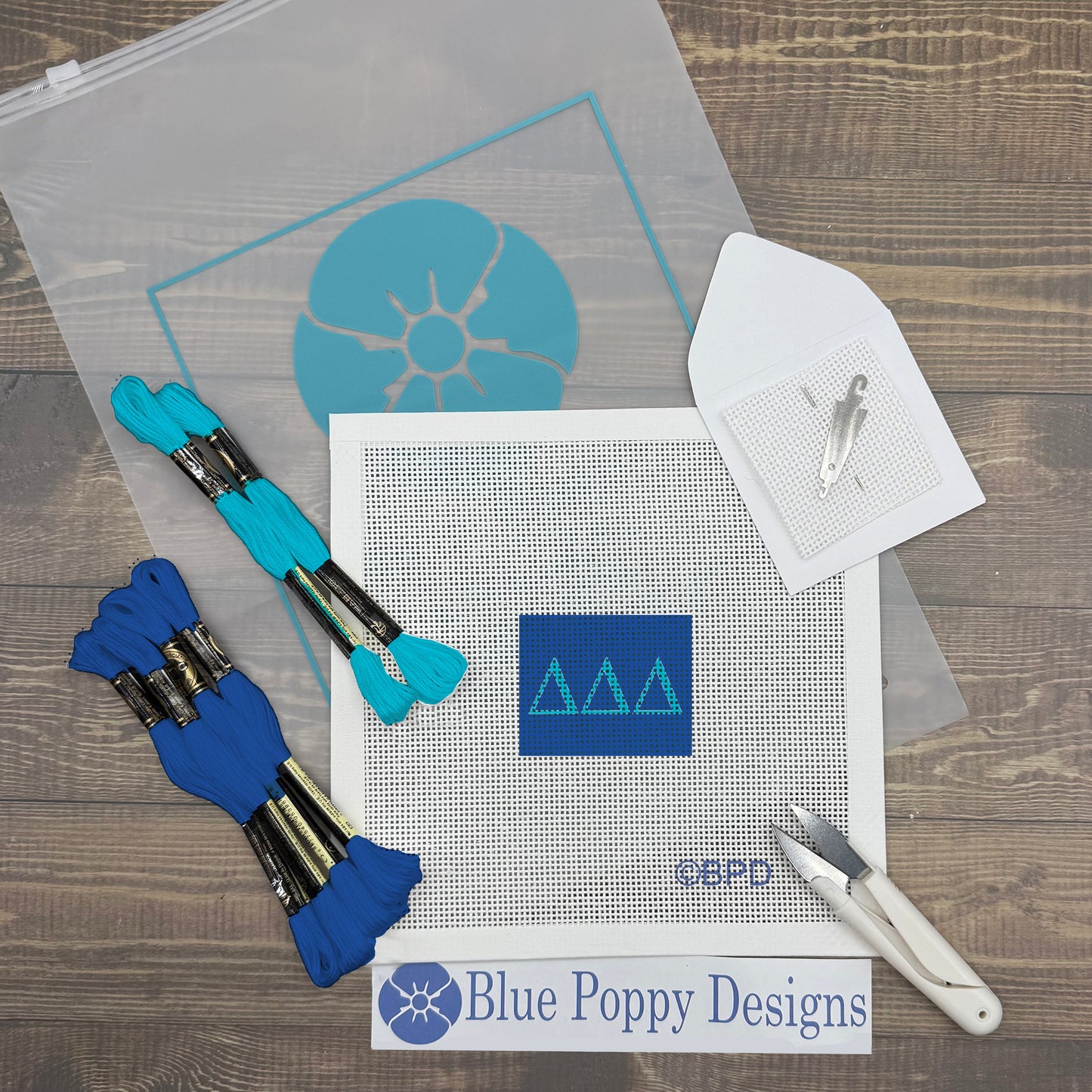 Delta Delta Delta 2x2 Needlepoint Kit Craft Sewing Kit Blue Poppy Designs