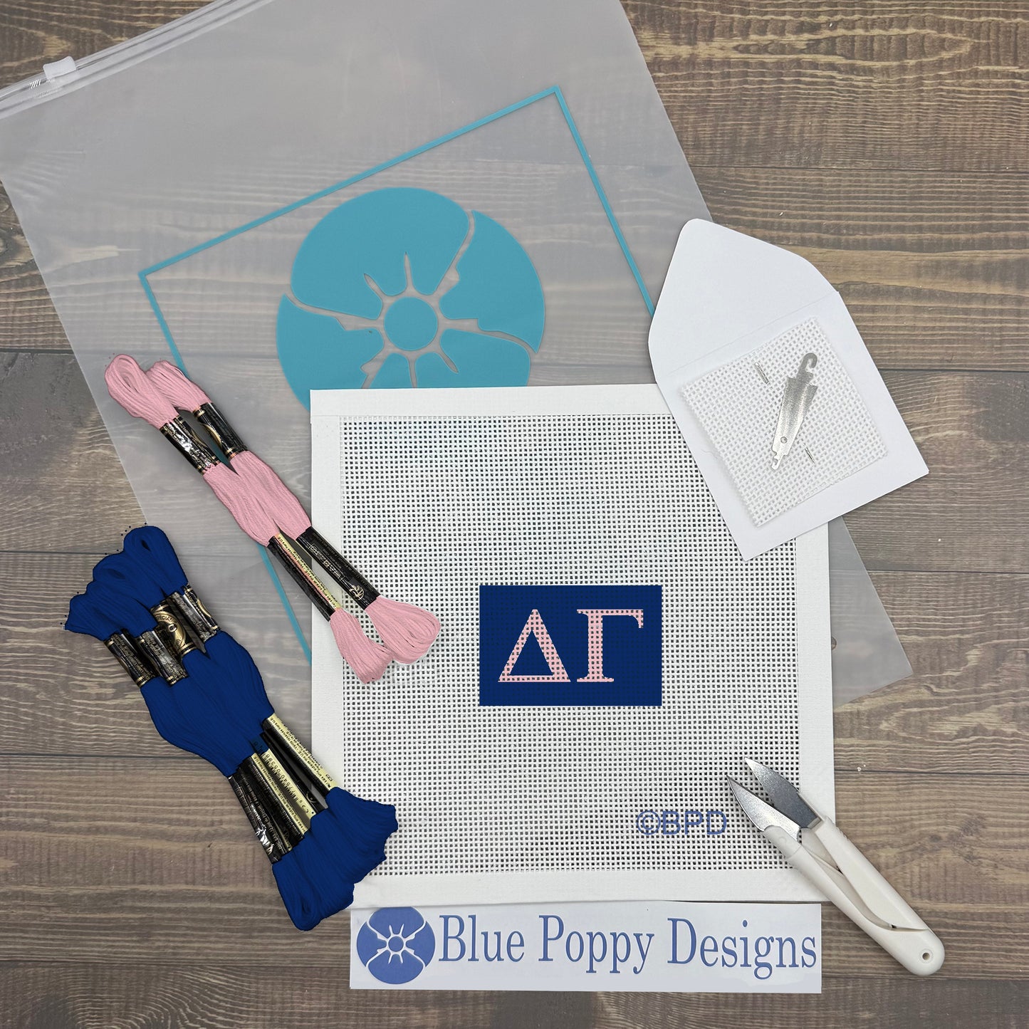 Delta Gamma 3x2 Needlepoint Kit Craft Sewing Kit Blue Poppy Designs