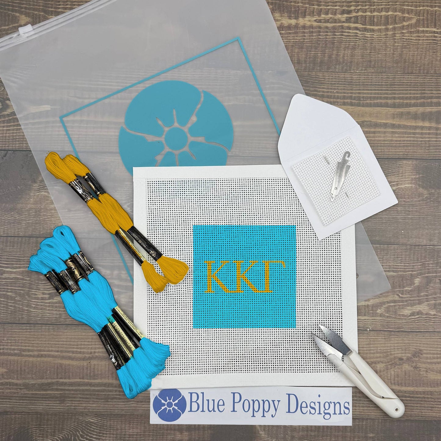 Kappa Kappa Gamma 4x4 Needlepoint Kit Craft Sewing Kit Blue Poppy Designs