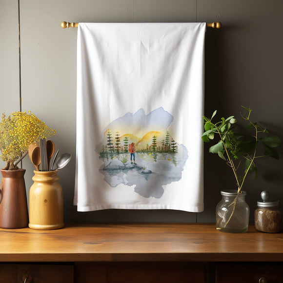 Mountain Hiker Kitchen Towel Tea Towel Blue Poppy Designs   