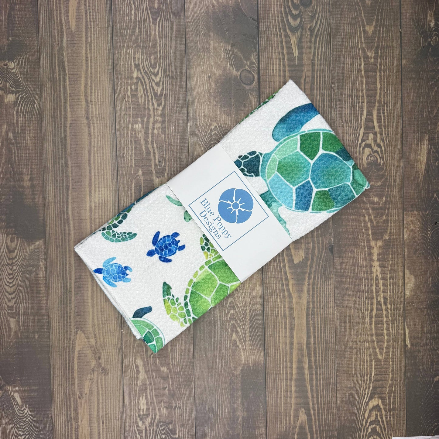 Sea Turtles Waffle Kitchen Towel Tea Towel Blue Poppy Designs