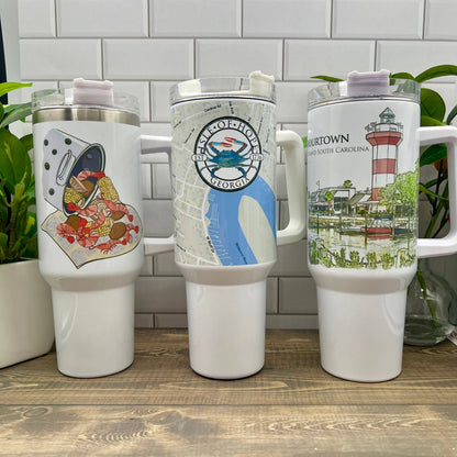 40oz Tumbler - Your Full Color Business Logo or Artwork 24+ Insulated Mug/Tumbler Blue Poppy Designs   