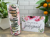 bridesmaid proposal gift - Personalized Custom 20 oz tumbler - Will You Be My Bridesmaid - Will you be my maid of honor - be my Flower Girl  Blue Poppy Designs   