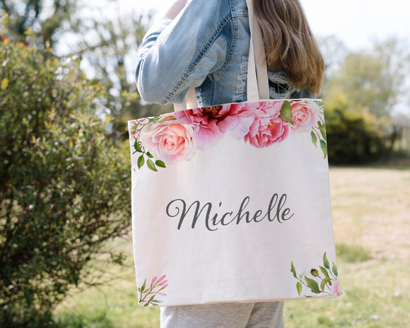 Bachelorette gift - bridesmaid gift - personalized custom tote bag - maid of honor gift - matron of honor gift -  flower girl gift  Blue Poppy Designs   