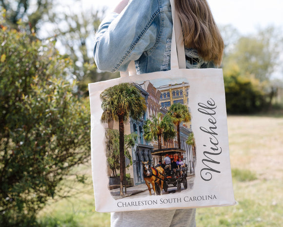 Charleston South Carolina Bachelorette weekend - bridesmaid gift - personalized custom tote bag - maid of honor gift - Matron of honor gift  Blue Poppy Designs   