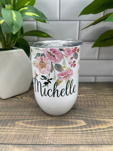 Bachelorette - bridesmaid gift - personalized custom wine tumbler - maid of honor gift - matron of honor gift - flower girl gift  Blue Poppy Designs   