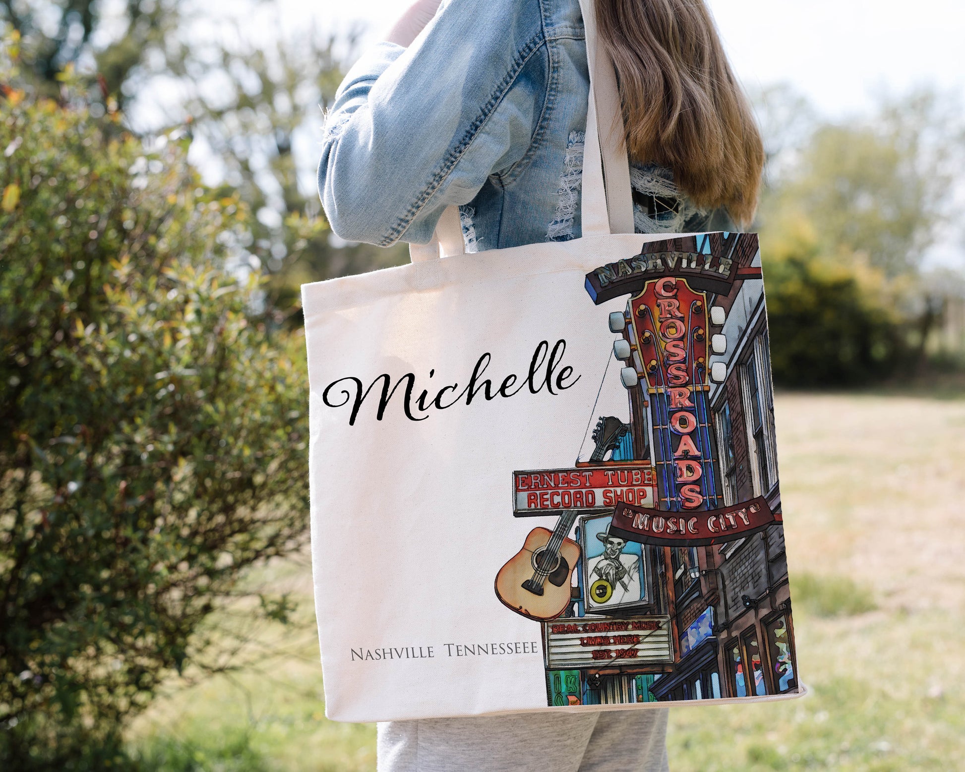 Nashville Tennessee Bachelorette weekend - Bridesmaid 4 piece Gift Set - Includes a Personalized Custom tote bag  - Maid of honor gift  Blue Poppy Designs   