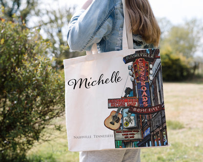 Nashville Tennessee Bachelorette weekend - Bridesmaid 4 piece Gift Set - Includes a Personalized Custom tote bag  - Maid of honor gift  Blue Poppy Designs   
