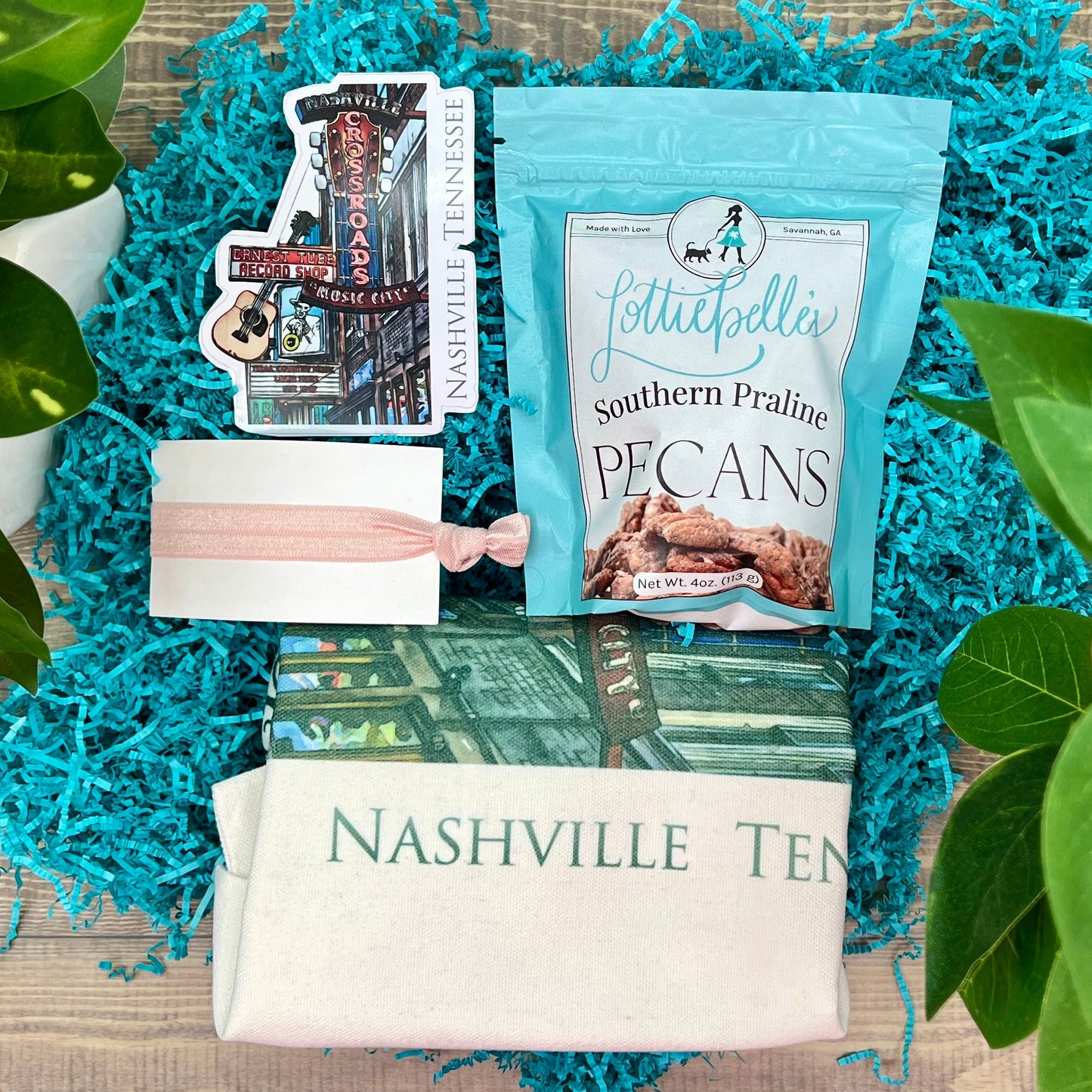 Nashville Tennessee Bachelorette weekend - Bridesmaid 4 piece Gift Set - Includes a Personalized Custom tote bag  - Maid of honor gift  Blue Poppy Designs   