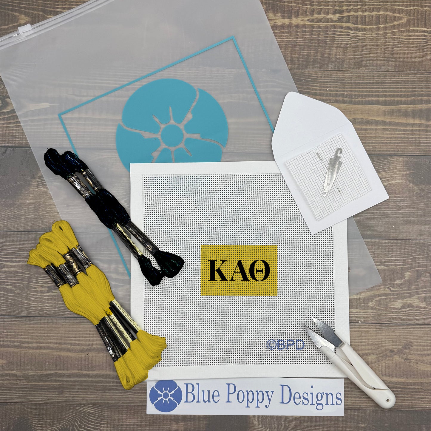 Kappa Alpha Theta 3x2 Needlepoint Kit Craft Sewing Kit Blue Poppy Designs