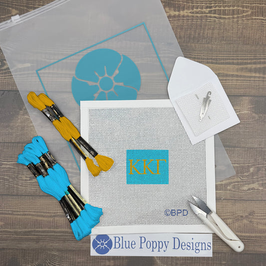 Kappa Kappa Gamma 2x2 Needlepoint Kit Craft Sewing Kit Blue Poppy Designs