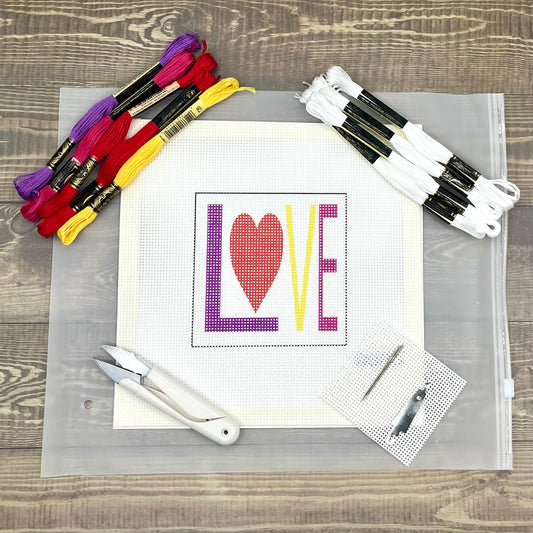 L.O.V.E. Needlepoint Kit Needlepoint Kit Blue Poppy Designs