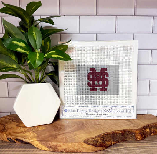 Mississippi State Baseball Logo 4x6 Needlepoint Design Needlepoint Kit Blue Poppy Designs