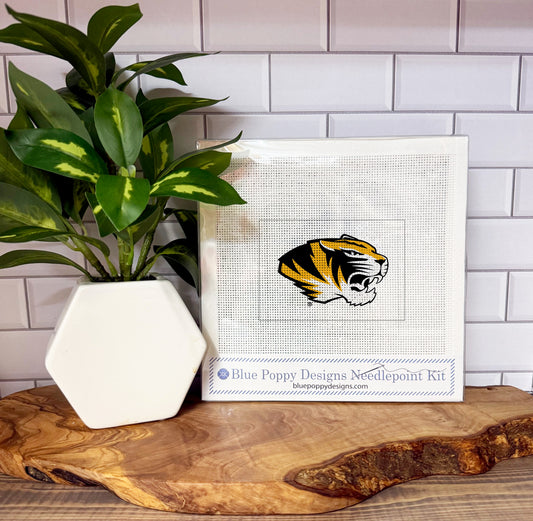 Missouri Tiger 4x6 Needlepoint Design Needlepoint Kit Blue Poppy Designs