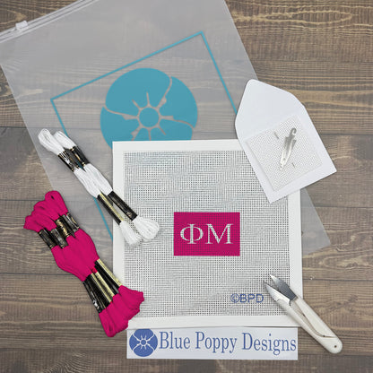 Phi Mu 3x2 Needlepoint Kit Craft Sewing Kit Blue Poppy Designs