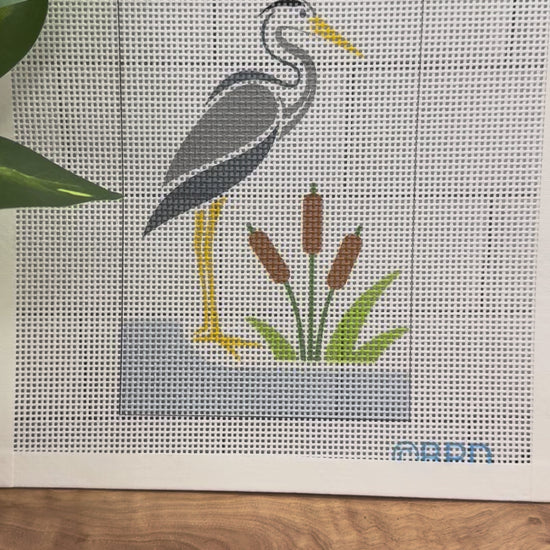 Heron Needlepoint Kit (Heron in the Marsh) Blue Poppy Designs