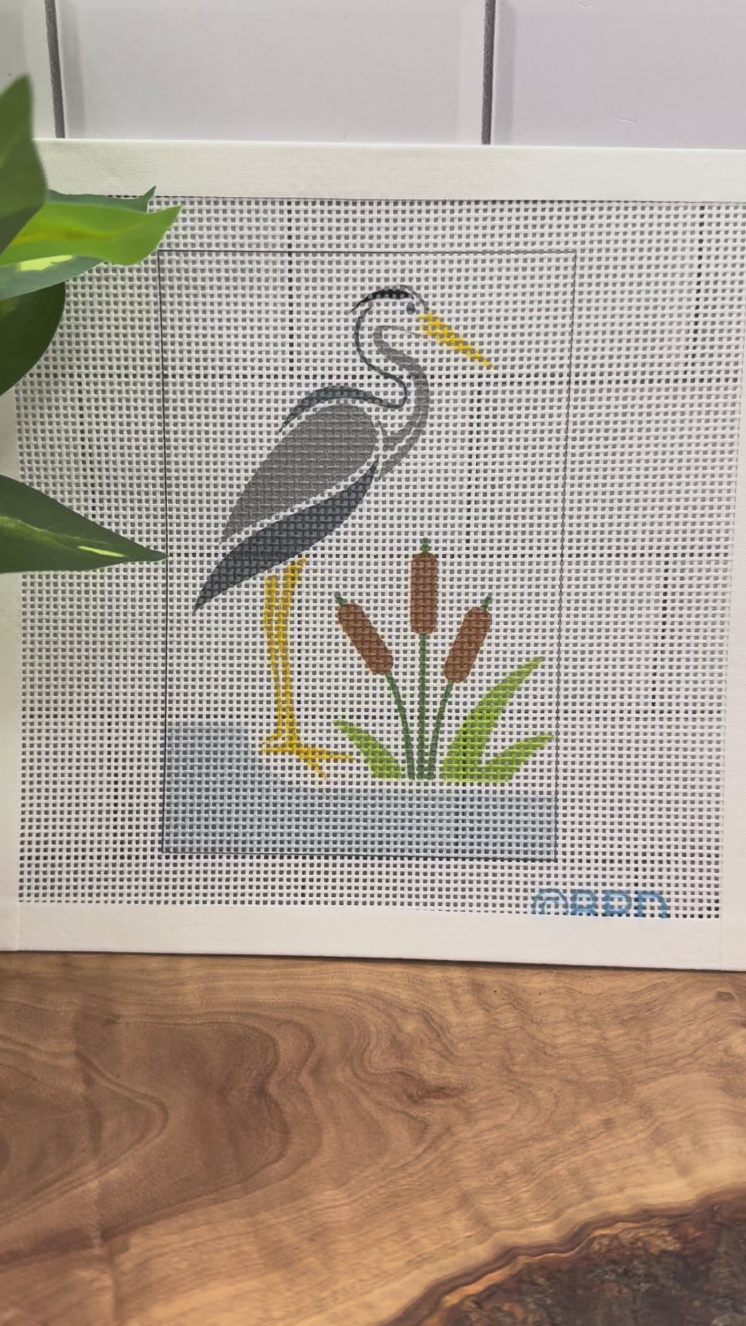Heron Needlepoint Kit (Heron in the Marsh) Blue Poppy Designs