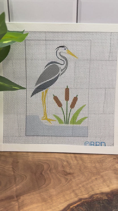 Heron Needlepoint Kit (Heron in the Marsh) Blue Poppy Designs