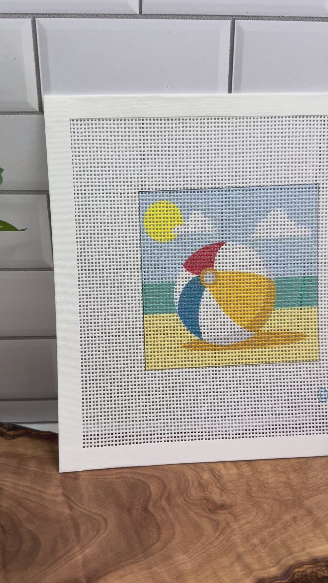Beachball Needlepoint Kit Embroidery/Cross Stitch Supplies Blue Poppy Designs