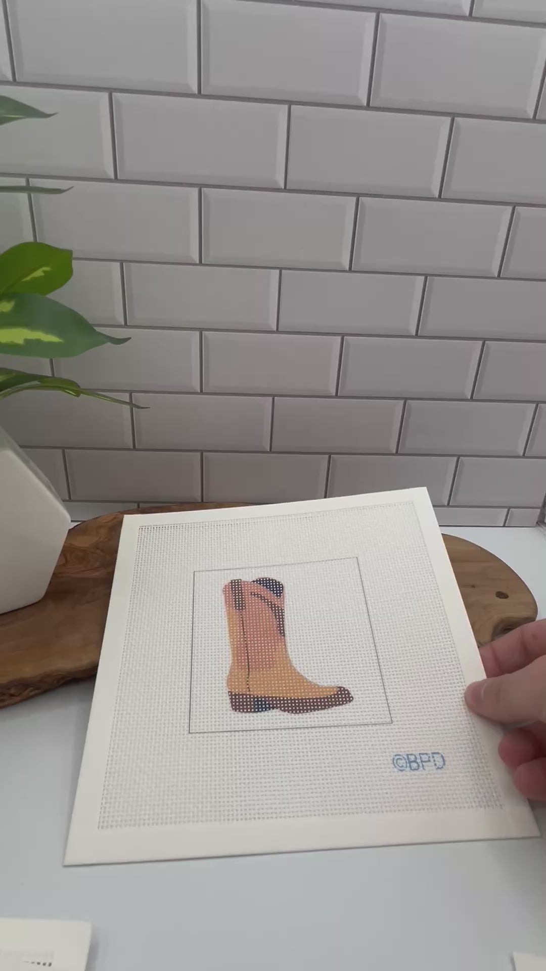 Cowboy Boot Needlepoint kit needlepoint Blue Poppy Designs