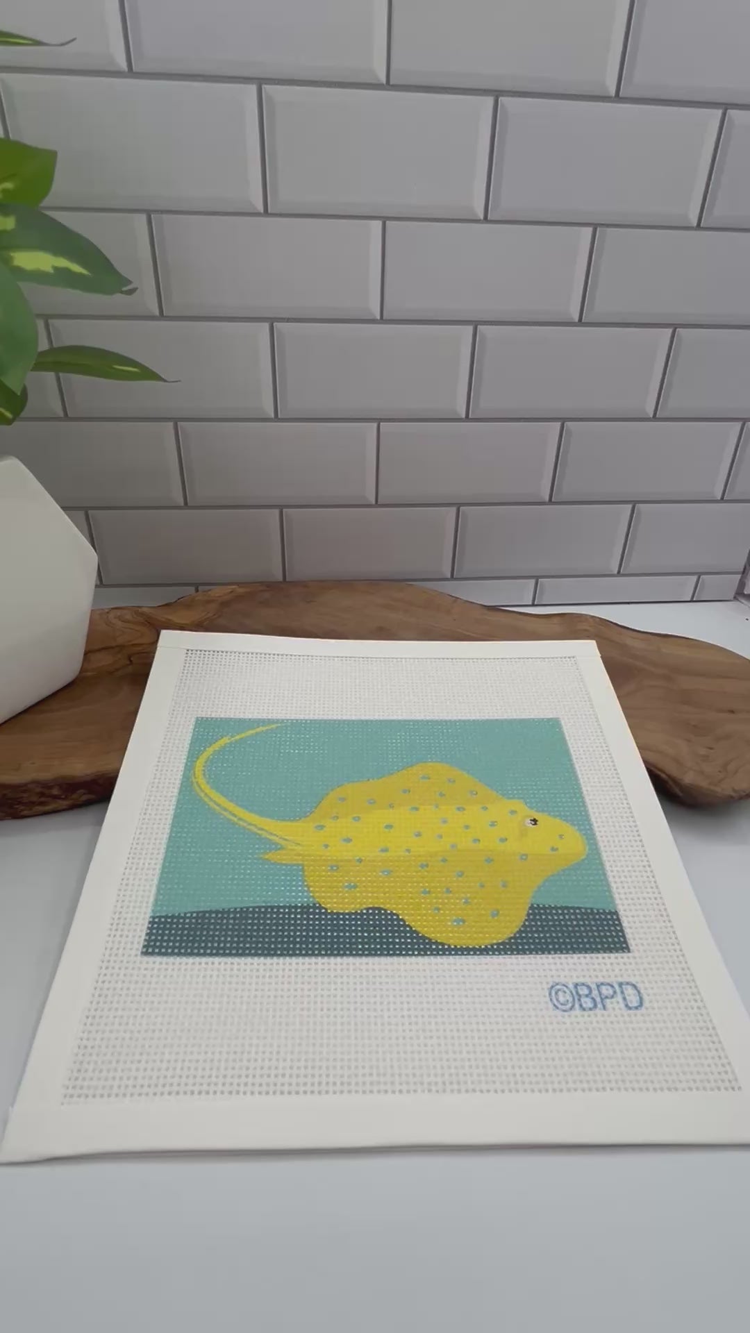 Spotted Stingray Two Needlepoint Kit needlepoint Blue Poppy Designs