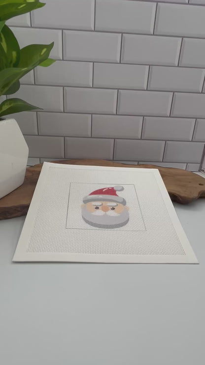 Santa Head Needlepoint Kit needlepoint Blue Poppy Designs