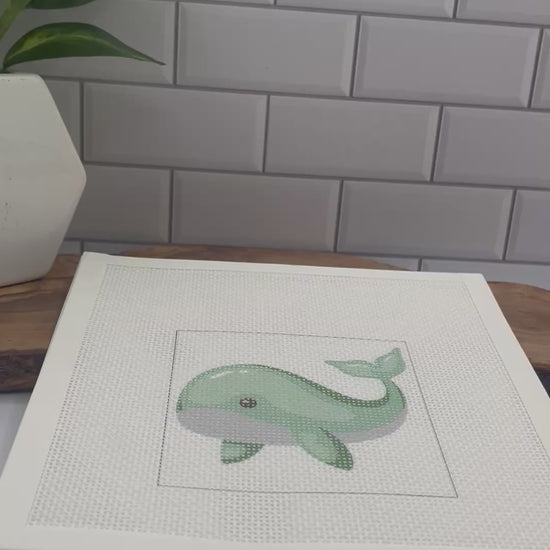 Green Whale Needlepoint Kit needlepoint Blue Poppy Designs