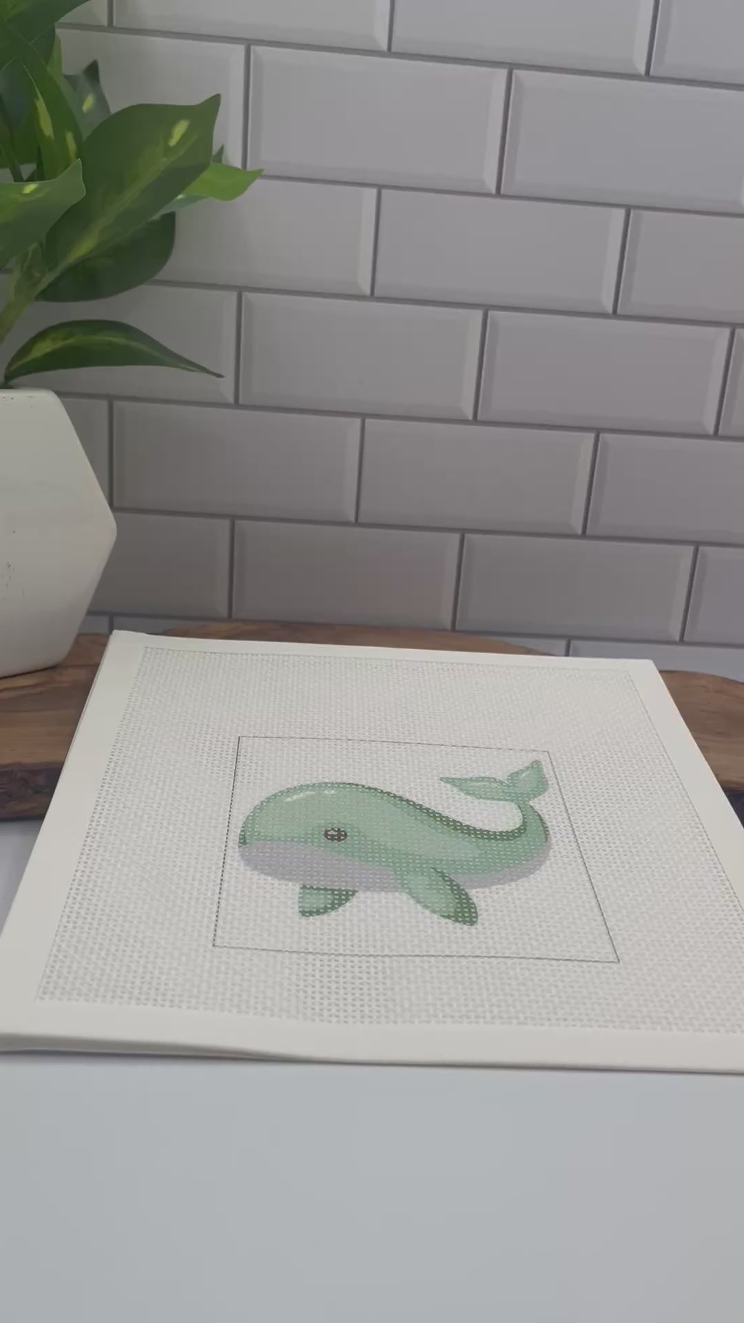Green Whale Needlepoint Kit needlepoint Blue Poppy Designs