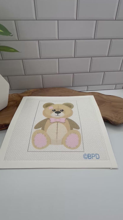Kid's Patchwork Toy Bear Needlepoint Kit needlepoint Blue Poppy Designs