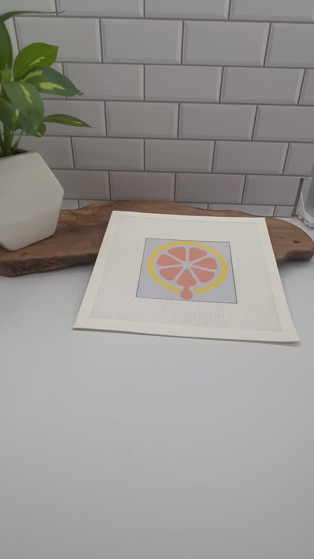 Citrus Grapefruit Needlepoint Kit needlepoint Blue Poppy Designs