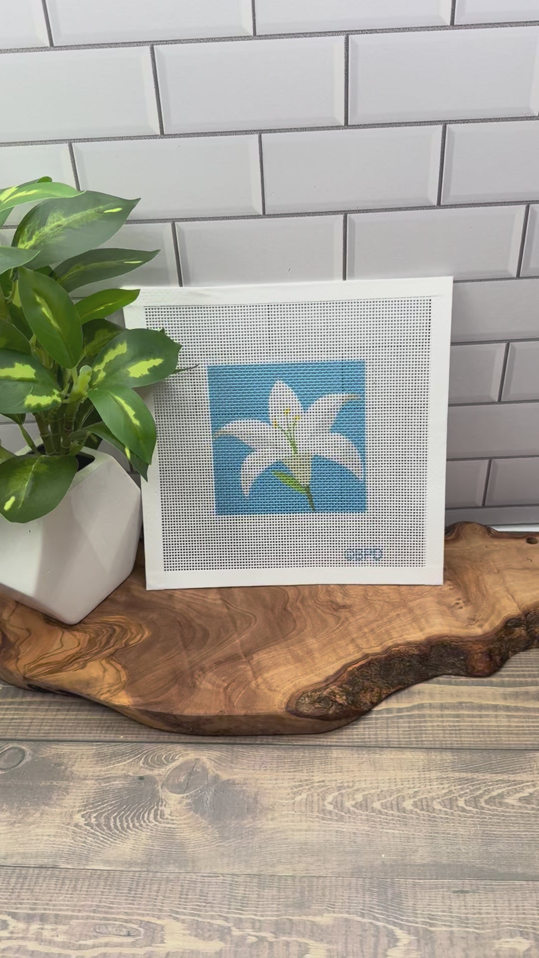 Pure White Lily Needlepoint Kit Embroidery/Cross Stitch Supplies Blue Poppy Designs