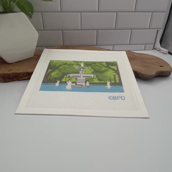 Forsyth Park Savannah Georgia Fountain Needlepoint Kit needlepoint Blue Poppy Designs