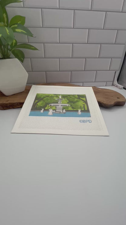 Forsyth Park Savannah Georgia Fountain Needlepoint Kit needlepoint Blue Poppy Designs