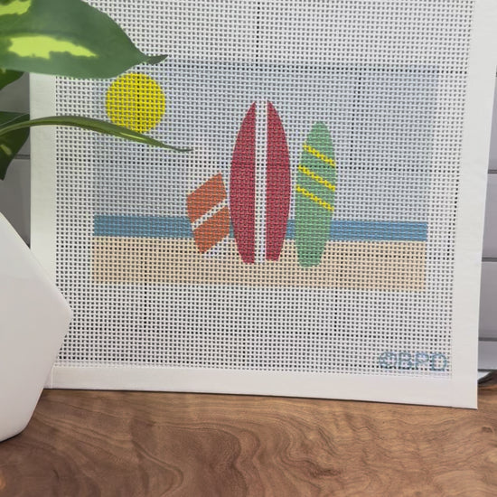 Surfboards Needlepoint Kit Embroidery/Cross Stitch Supplies Blue Poppy Designs