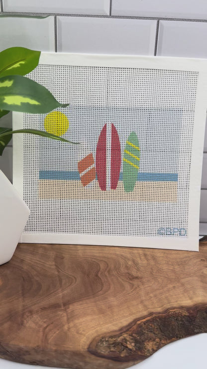 Surfboards Needlepoint Kit Embroidery/Cross Stitch Supplies Blue Poppy Designs
