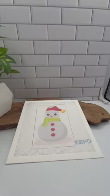 Snowman with Red Hat Needlepoint Kit needlepoint Blue Poppy Designs