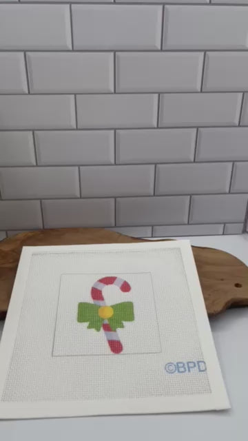 Candy Cane with Green Bow Needlepoint Kit
