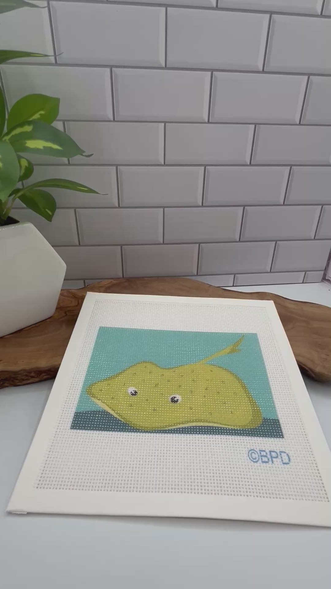 Spotted Stingray One Needlepoint Kit needlepoint Blue Poppy Designs