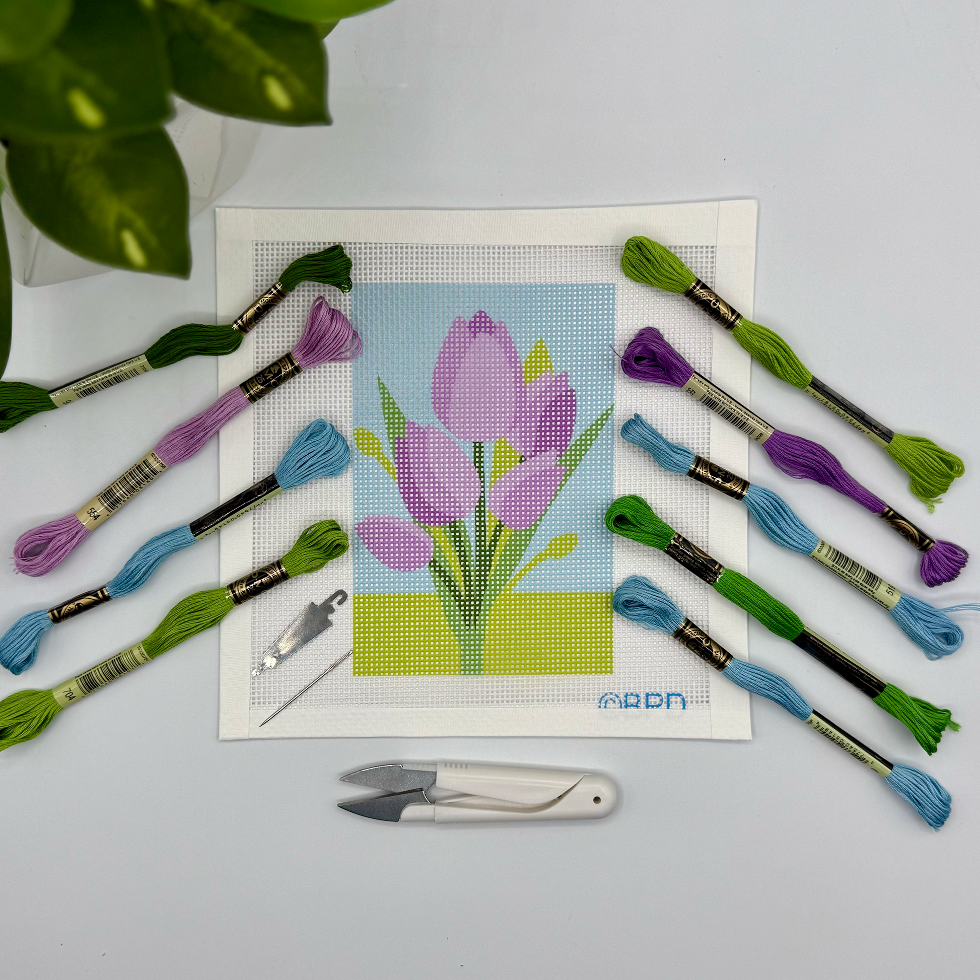 Purple Tulips Needlepoint Kit needlepoint Blue Poppy Designs
