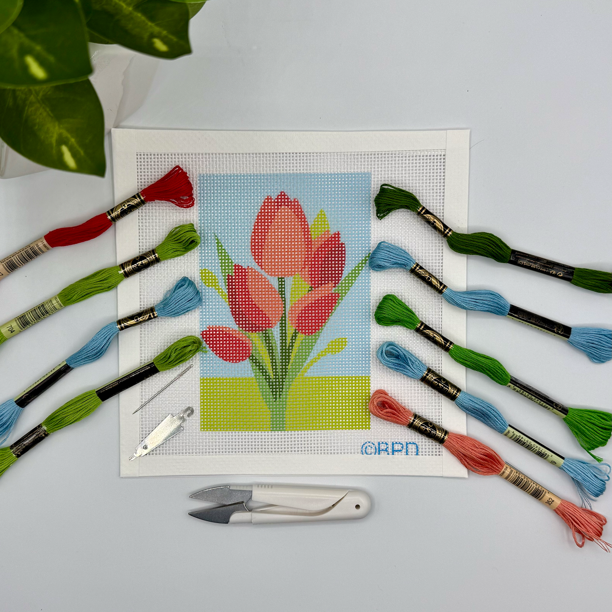 Red Tulips Needlepoint Kit needlepoint Blue Poppy Designs