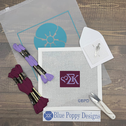 Sigma Kappa 2x2 Needlepoint Kit Craft Sewing Kit Blue Poppy Designs