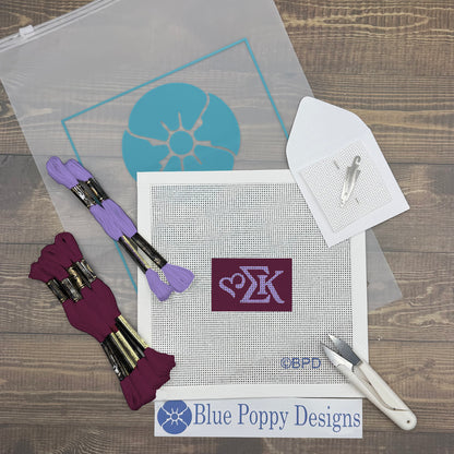 Sigma Kappa 3x2 Needlepoint Kit Craft Sewing Kit Blue Poppy Designs