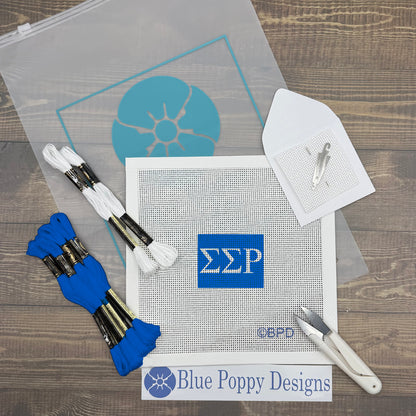 Sigma Sigma Rho 2x2 Needlepoint Kit Craft Sewing Kit Blue Poppy Designs