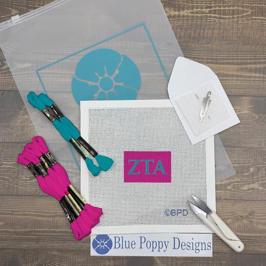 Zeta Tau Alpha 3x2 Needlepoint Kit Craft Sewing Kit Blue Poppy Designs