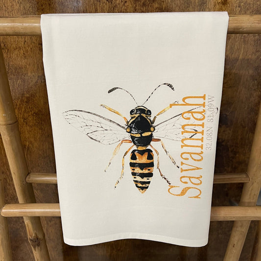 Custom Your Town Hornet (watercolor) 27x27 Kitchen Towel Kitchen Towel/Dishcloth Blue Poppy Designs White Your Town (Customized) 