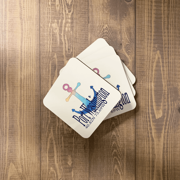 Anchor Your Town Coasters with Cork Backs Coasters Blue Poppy Designs Art Only  
