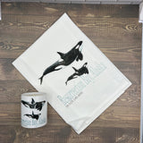 Custom Your Town Orca Whale watercolor 27x27 Kitchen Towel Kitchen Towel/Dishcloth Blue Poppy Designs   