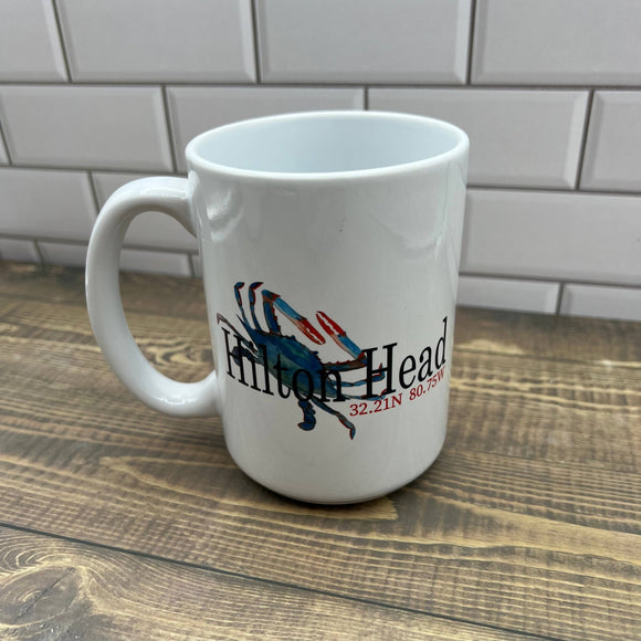 Blue Crab 15 oz Coffee Mug - Customize it with your town Coffee Mug/Cup Blue Poppy Designs Art Only  