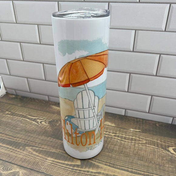 Orange Umbrella 30 oz Tumbler - Customize with your town Drinking Glass/Tumbler Blue Poppy Designs   